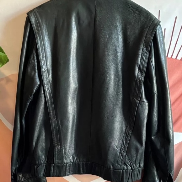 Mens Overland Sheepskin Green Moto Leather Bomber Jacket Size 40 - Picture 3 of 15